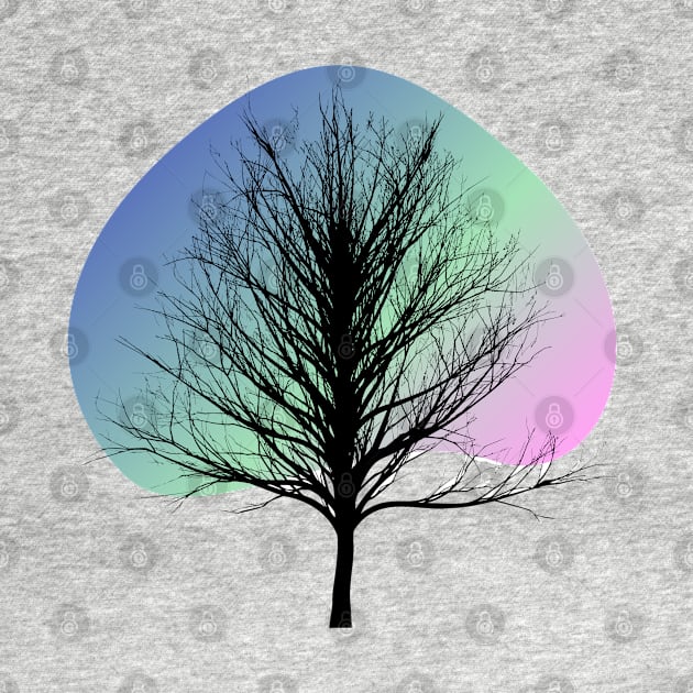 pink blue black tree line art by Artistic_st